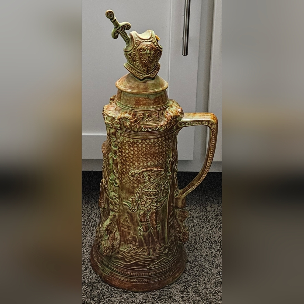 Massive Handmade Beer Stein Ceramic with Spanish Design